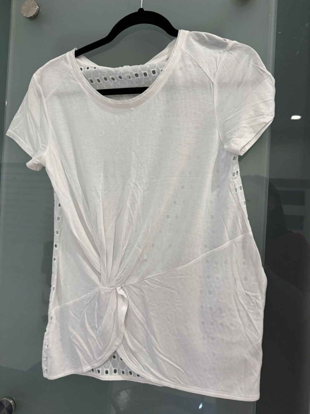 Karen Millen White Eyelet Short-Sleeve Top